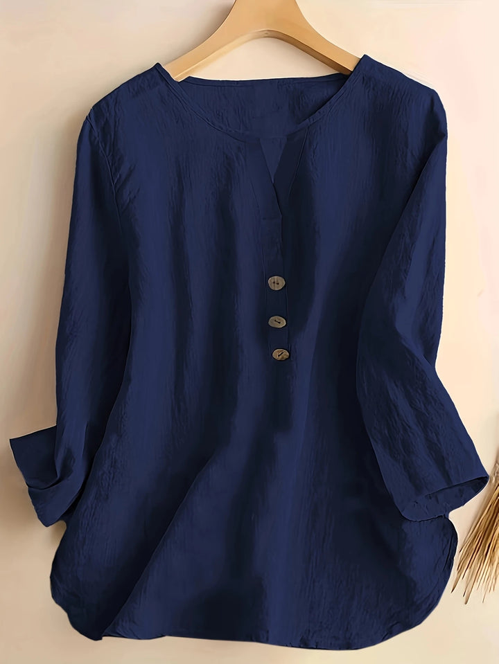 Mykaela - Camicetta Casuale In Cotone E Lino