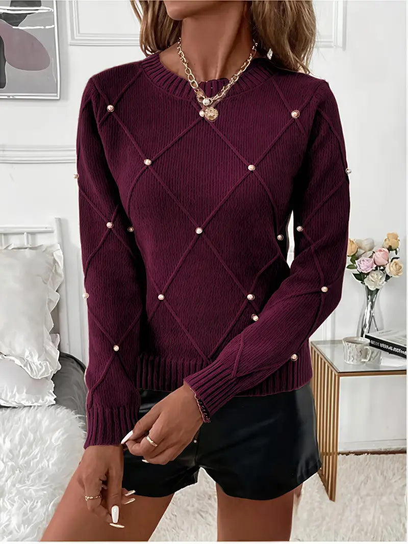 Turid - Elegante Maglione Lavorato a Maglia Con Maniche Lunghe