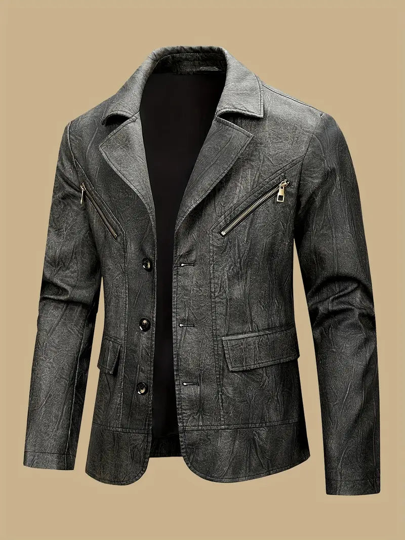 Julien - Giacca In Pelle Con Collo a Locomotiva