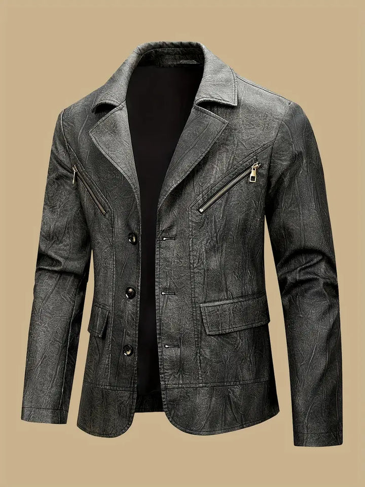 Julien - Giacca In Pelle Con Collo a Locomotiva
