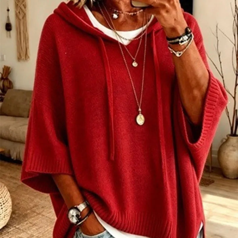 Kinala - Felpa con cappuccio oversize in maglia con cordoncino