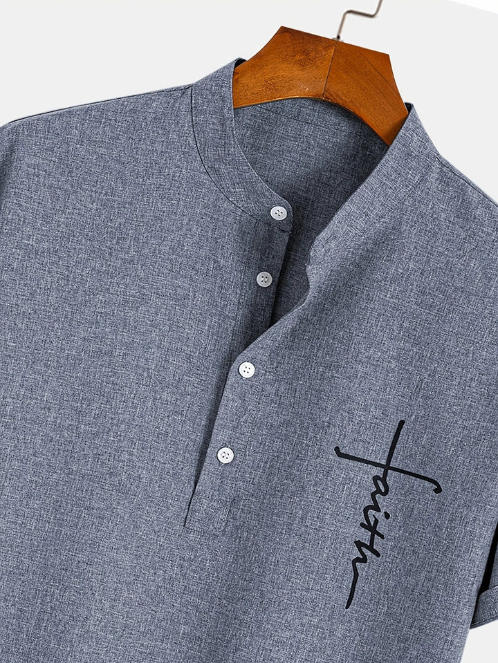 Elliott - Elegante Camicia a Maniche Corte Con Collo Alto