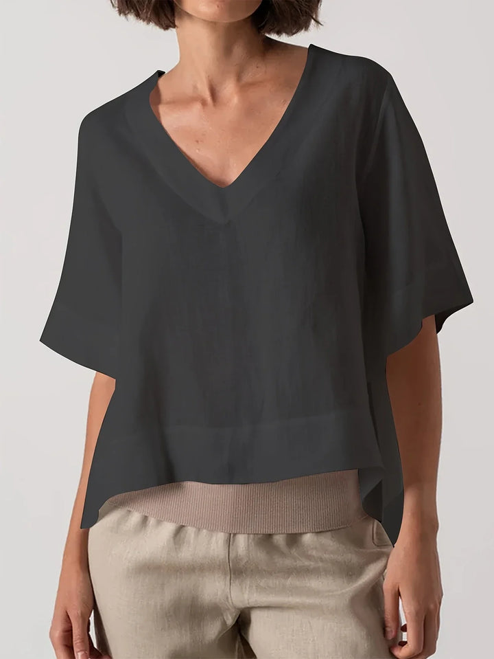 Mattea - Casual Vestibilità Ampia Top Con Scollo a V