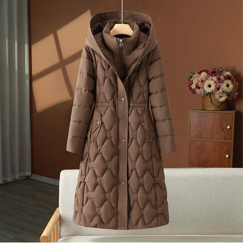 Branimira - Cappotto Lungo In Piuma Con Cappuccio