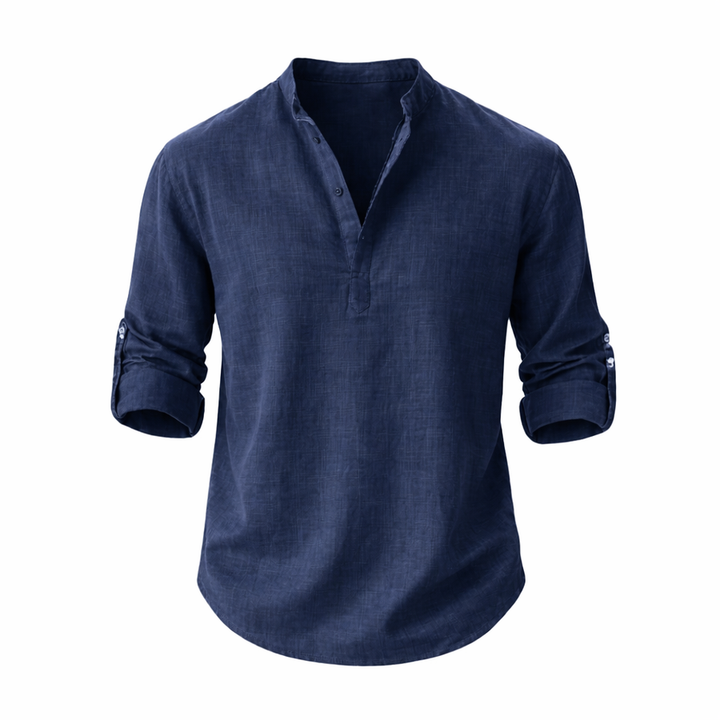 Galeazzo - Camicia In Cotone e Lino a Maniche Lunghe