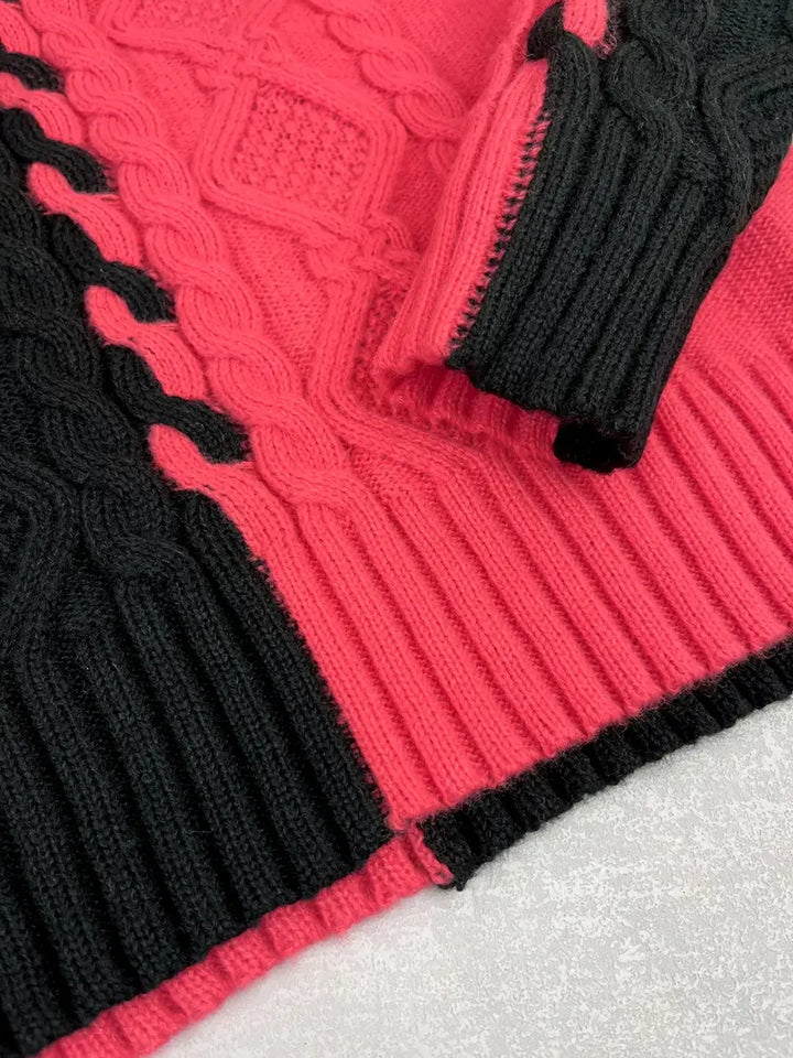 Leovia - Elegante Maglione a Righe Con Collo Alto