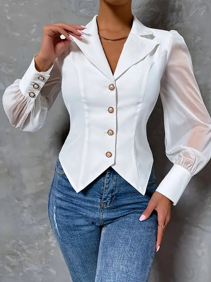 Yurelle - Blusa Elegante con Collo a Punta