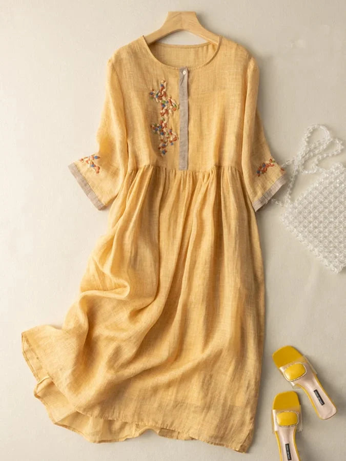 Anoshka - Vestito Etnico In Cotone e Lino