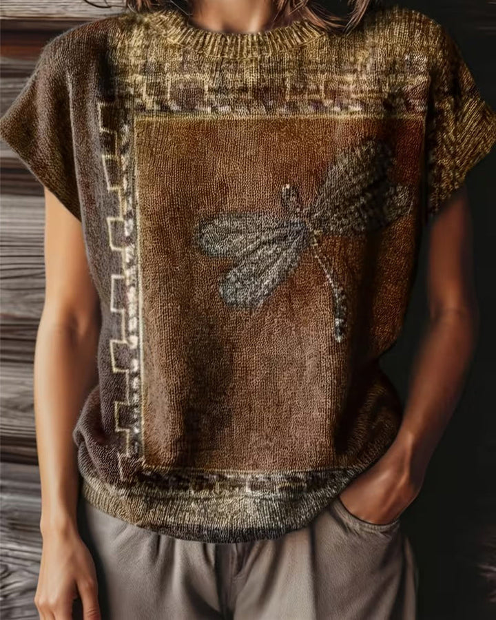 Dyniza - Maglione Lavorato a Maglia Con Stampa a Libellula