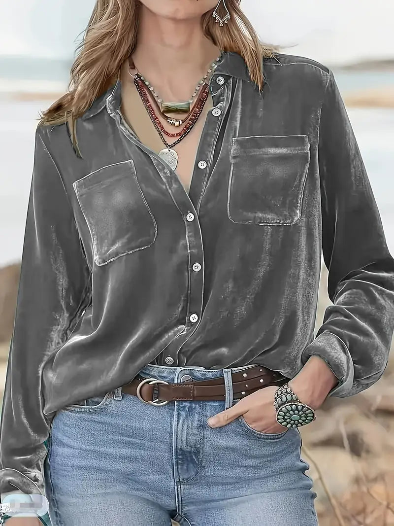 Geanie - Camicia a Maniche Lunghe Con Tasche Frontali