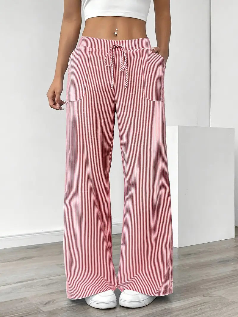 Alina - Elegante Pantalone A Righe Con Tasche