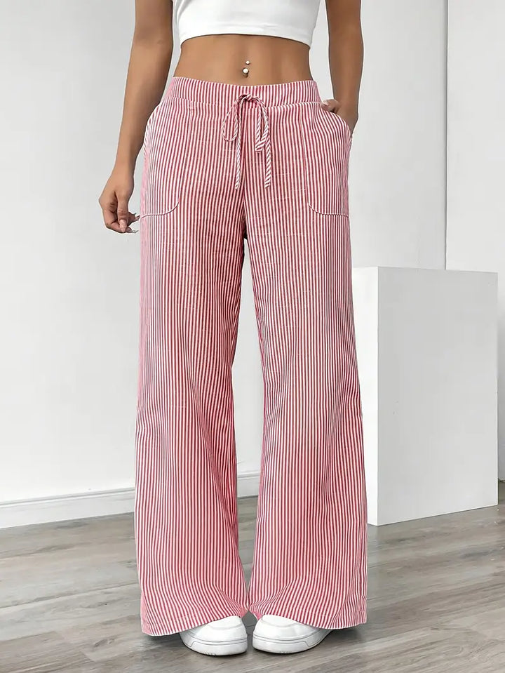 Alina - Elegante Pantalone A Righe Con Tasche