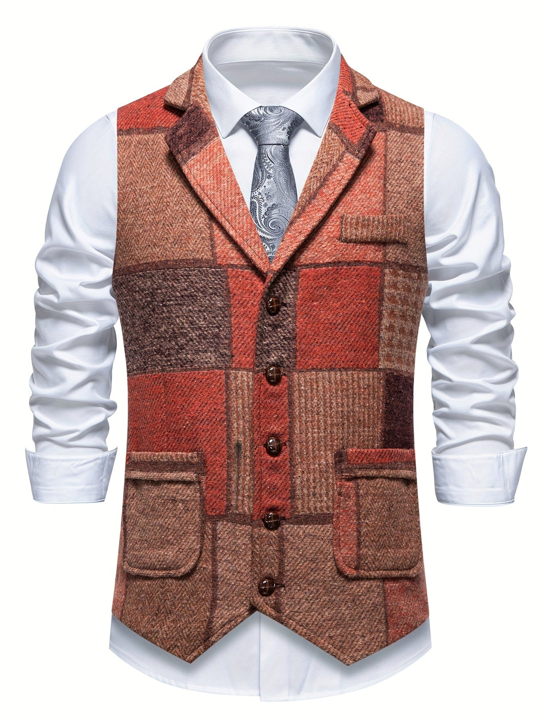 Saverse - Gilet In Tweed A Spina Di Pesce Patchwork