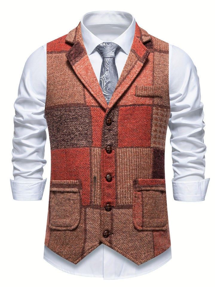 Saverse - Gilet In Tweed A Spina Di Pesce Patchwork