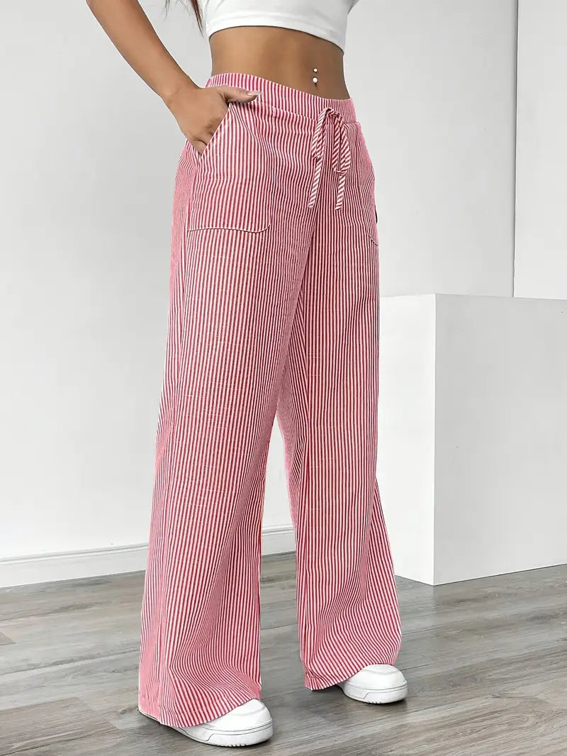 Alina - Elegante Pantalone A Righe Con Tasche