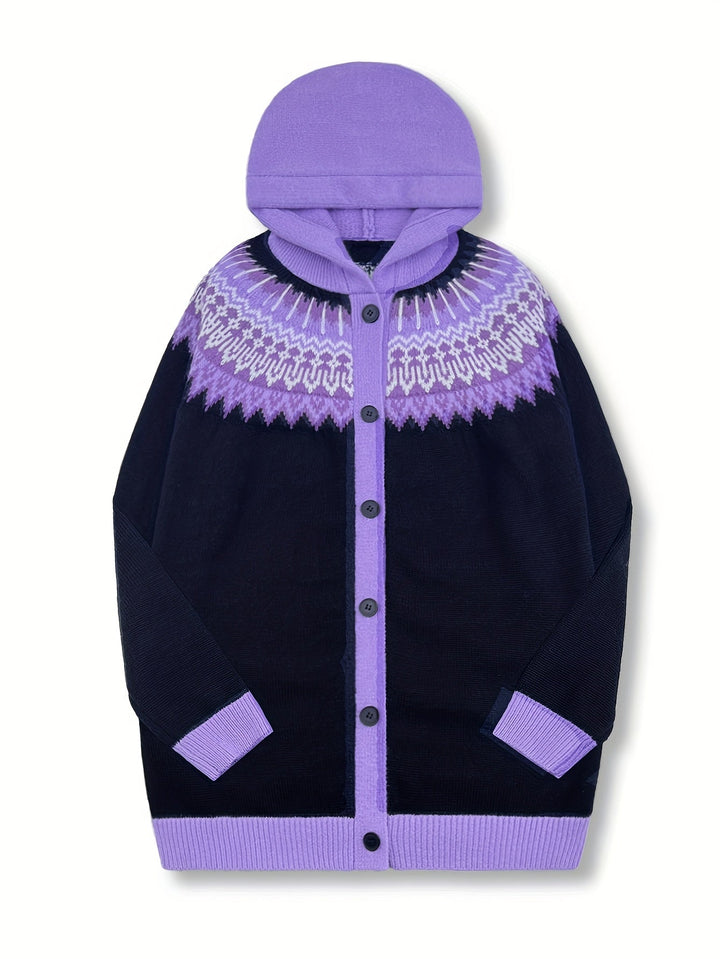 Gulnur - Elegante Maglione Invernale a Maniche Lunghe Con Cappuccio