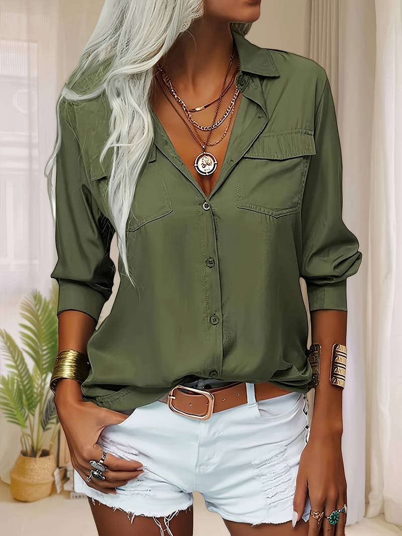 Amani - Camicia Con Revers a Bottoni E Petto Ampio