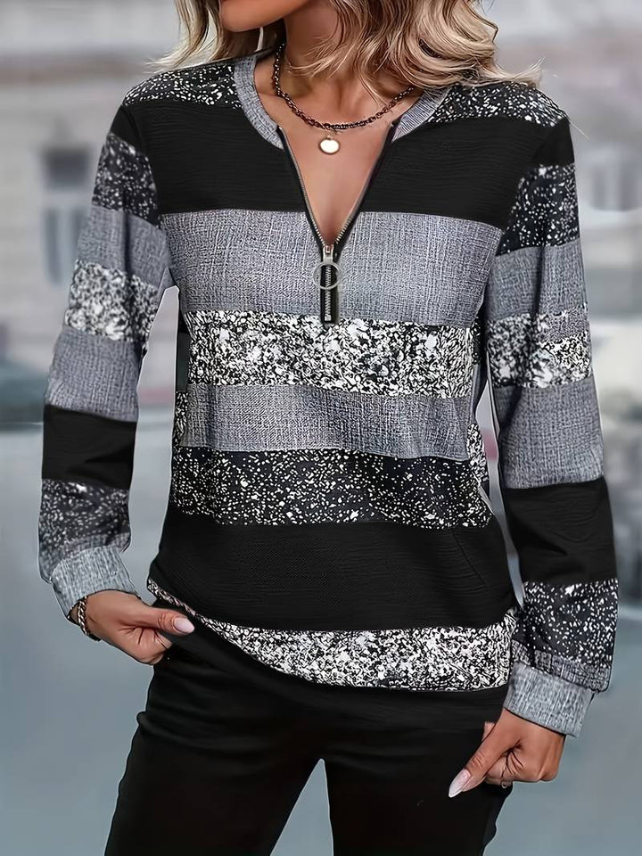 Avital - Maglione Casual a Righe Con Cerniera