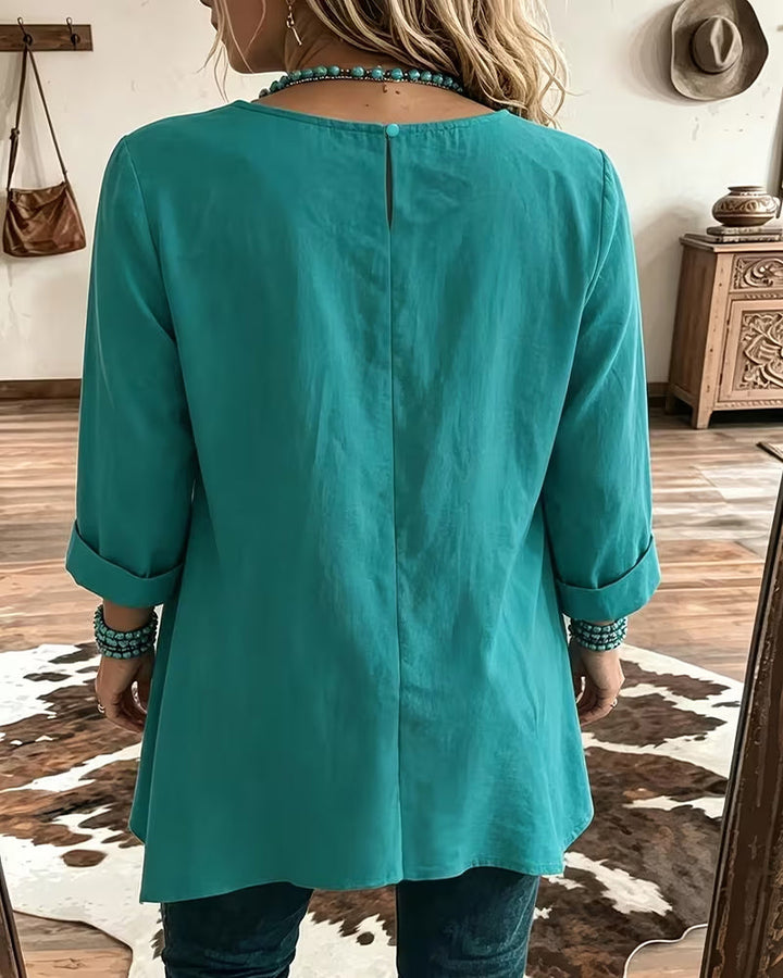 Taireen - Camicetta a Tunica Plissettata in Stile Boho