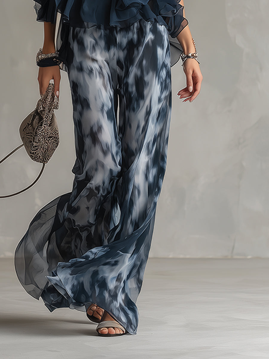 Shylla - Elegante Completo a Due Pezzi In Chiffon