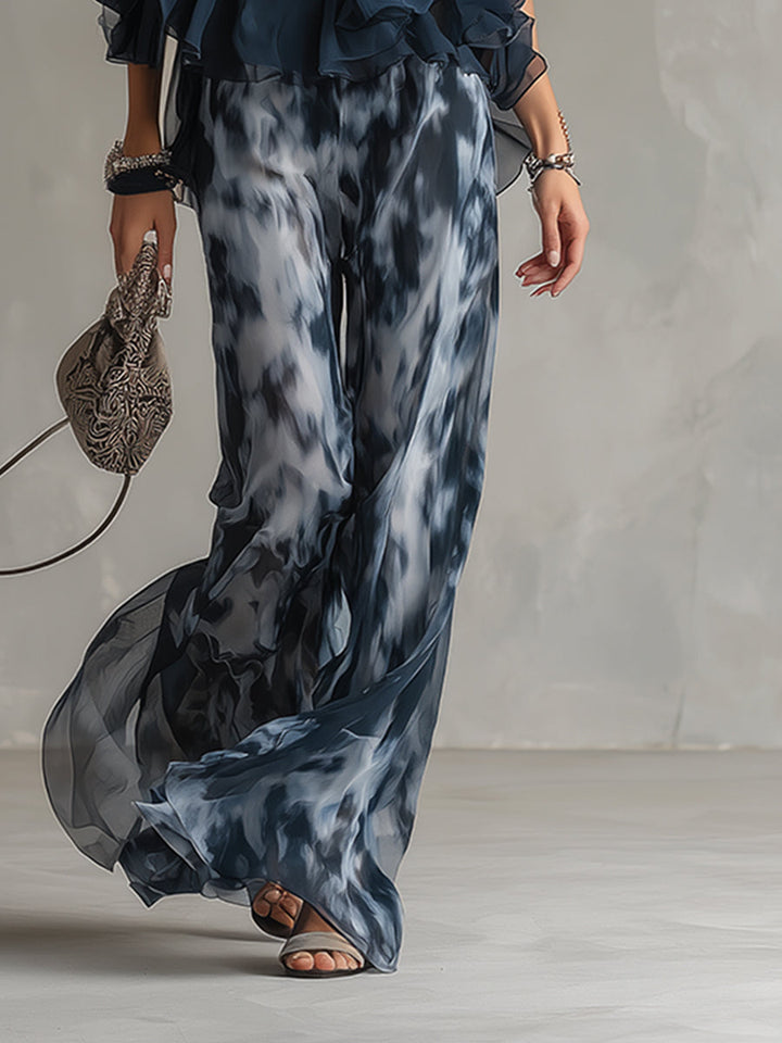 Shylla - Elegante Completo a Due Pezzi In Chiffon