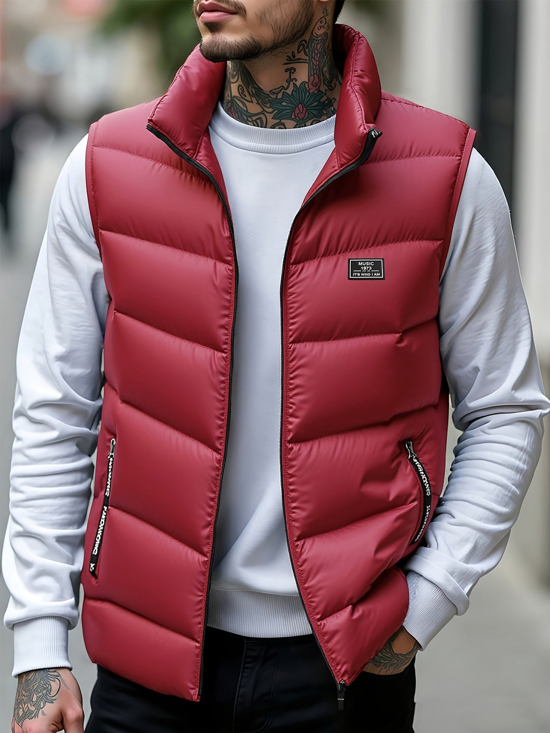 Aloyis - Gilet Imbottito Con Collo Alto E Tasche Con Cerniera
