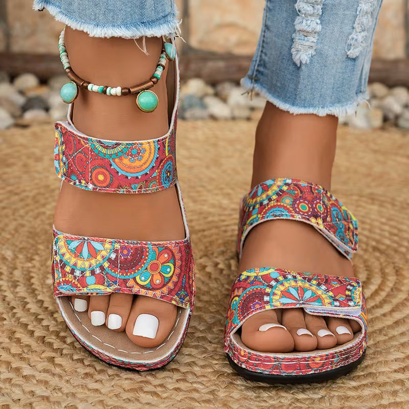 Dhifef - Sandali Estivi Con Tacco Largo E Stampa