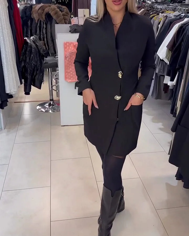 Shireen - Abito Con Collo Alto e Bottoni Metallici