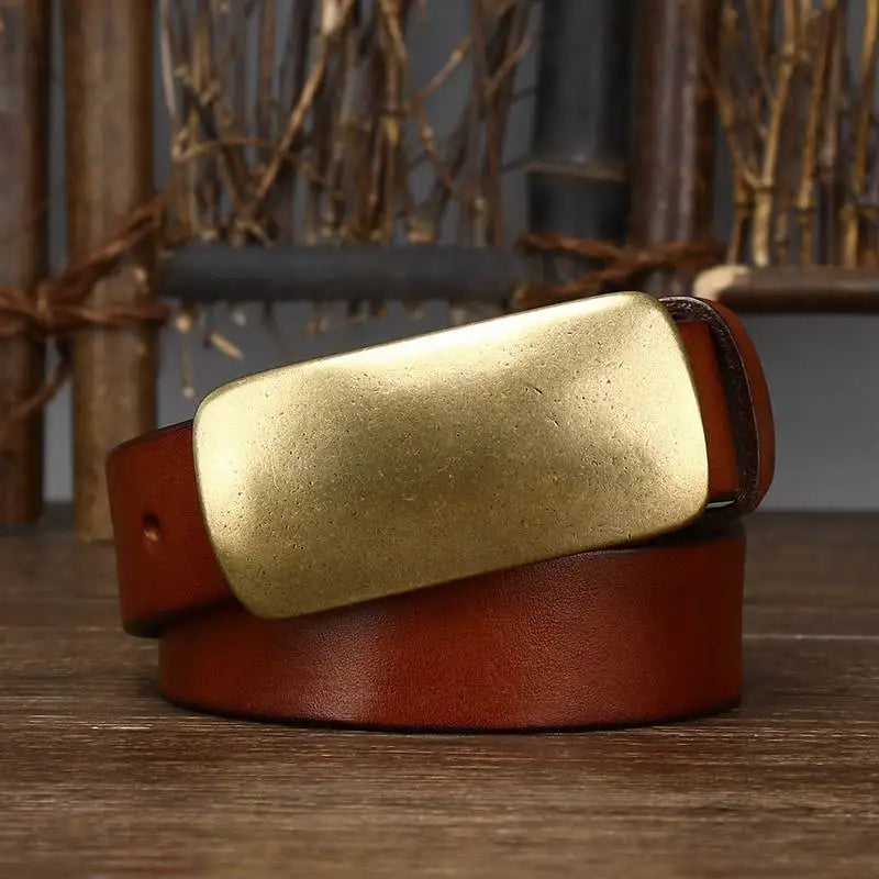 Cristobal - Cintura in Pelle con Fibbia in Ottone Forgiato