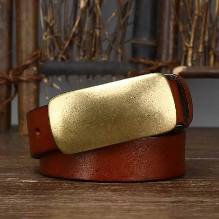 Cristobal - Cintura in Pelle con Fibbia in Ottone Forgiato
