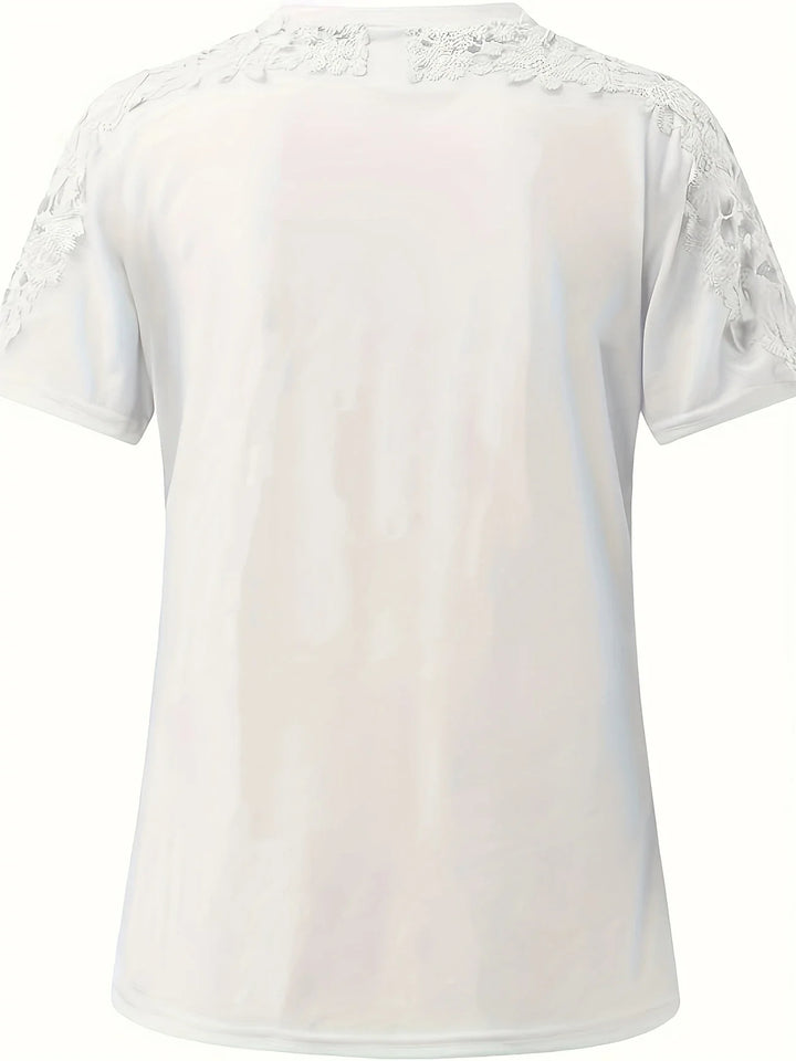 Ancuta - Elegante Maglietta Estiva a Maniche Corte Con Pizzo