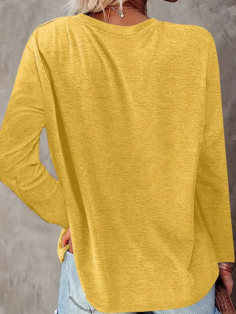 Levine - Elegante Top a Tunica Con Maniche Lunghe e Stampa Girasole