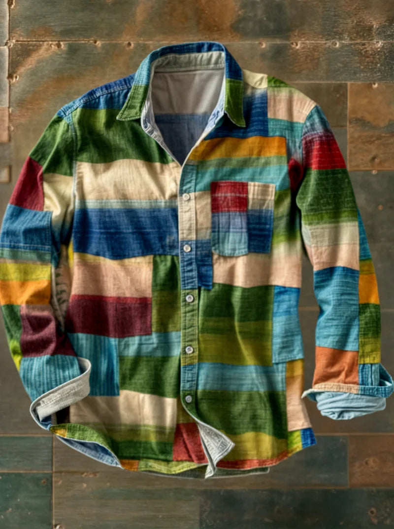Lorcan - Camicia a Maniche Lunghe Unisex Semplice con Colori Arcobaleno