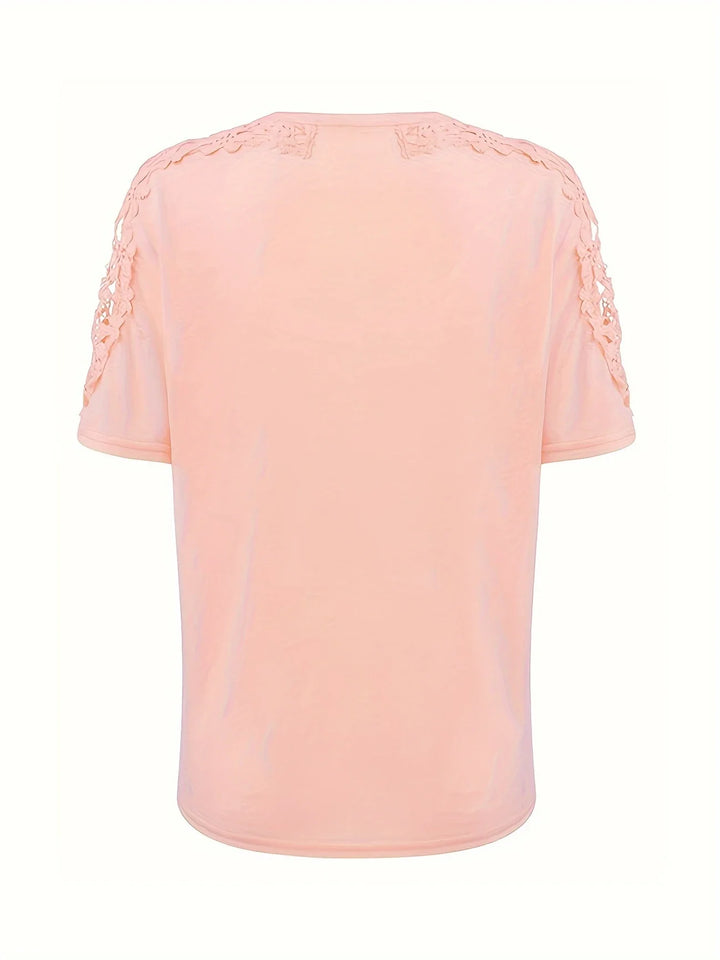 Ancuta - Elegante Maglietta Estiva a Maniche Corte Con Pizzo