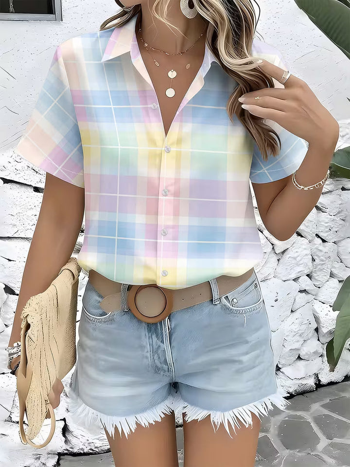 Harrell - Camicia a Maniche Corte con Motivo Scozzese