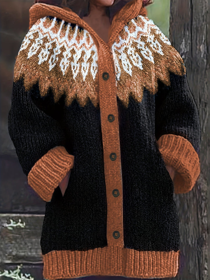 Gulnur - Elegante Maglione Invernale a Maniche Lunghe Con Cappuccio