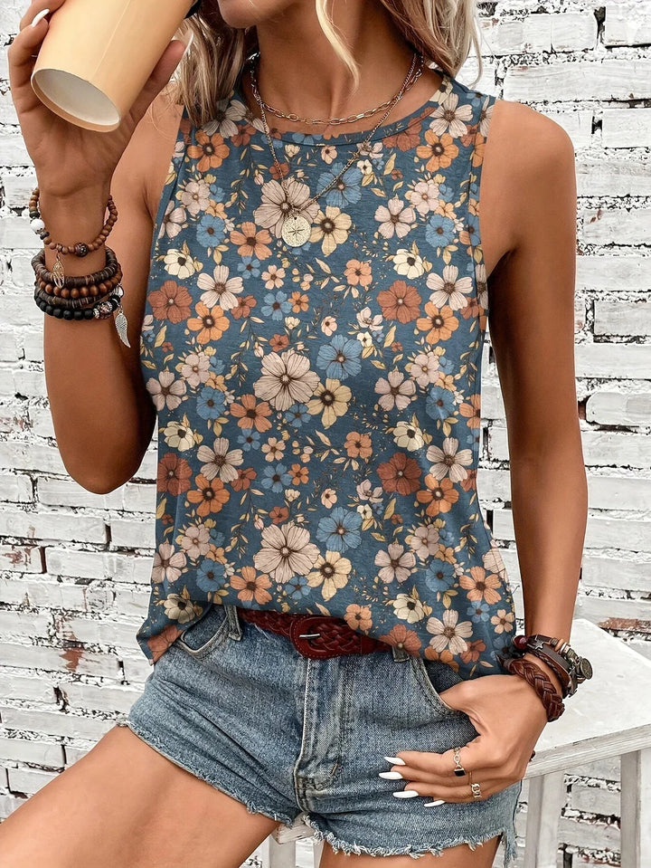 Lilou - Top Estivo Casual Con Stampa Floreale