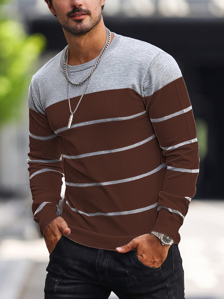 Michiel - Maglione Casual a Righe con Maniche Lunghe