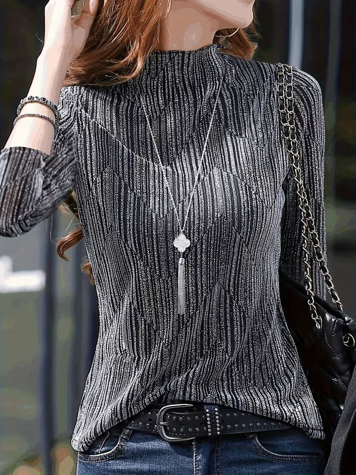 Sunija - Top a Maniche Lunghe Con Effetto Metallizzato