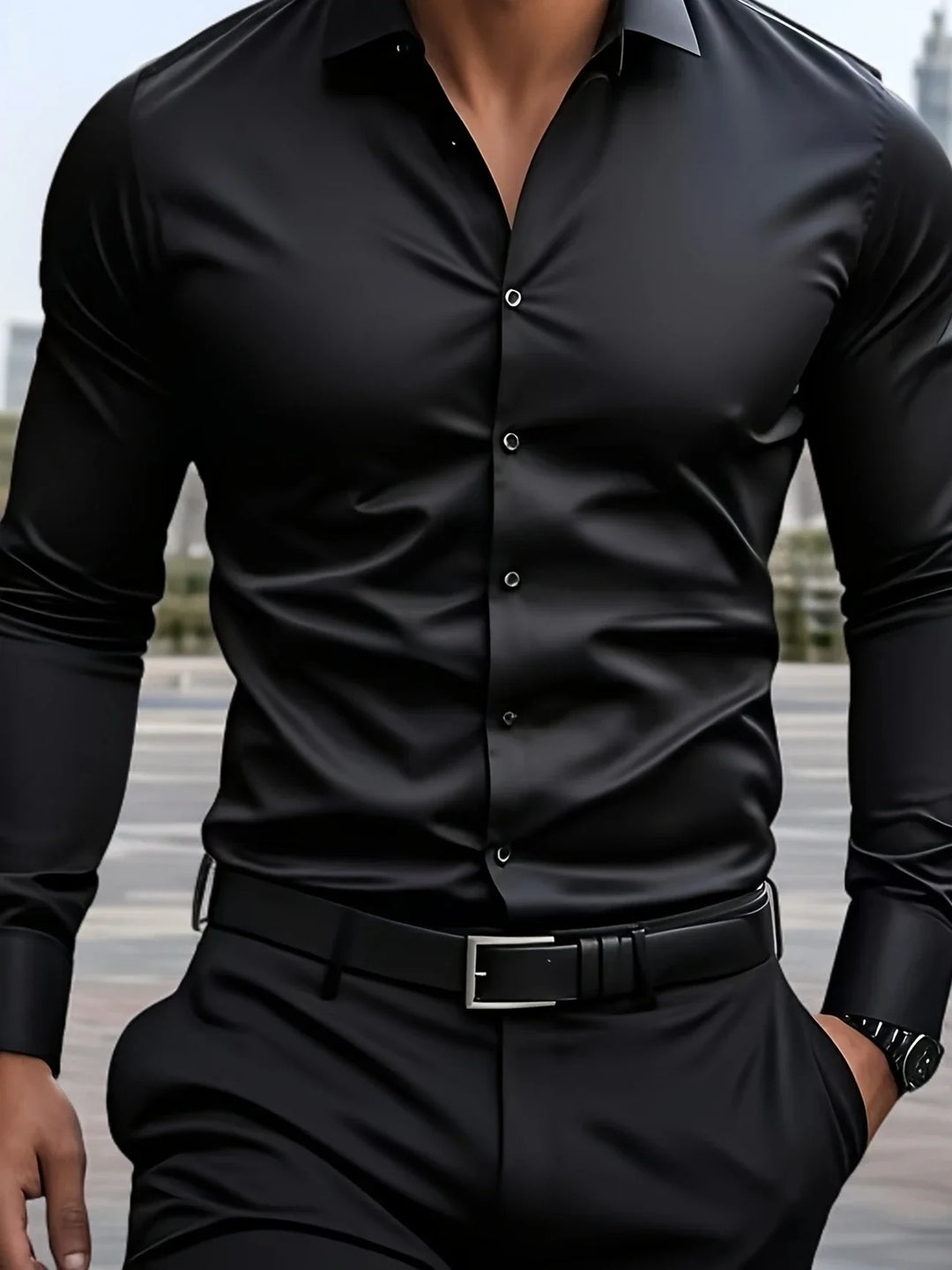Byron - Elegante Camicia a Maniche Lunghe Con Bottoni