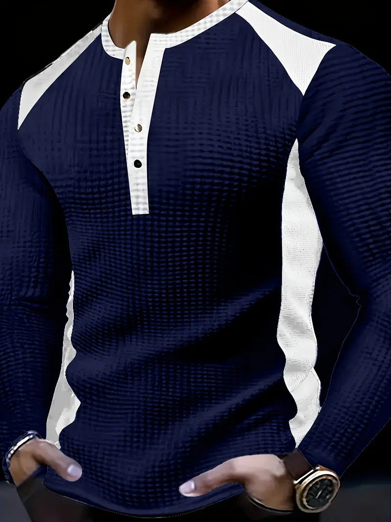 Kyran - Camicia Henley A Maniche Lunghe Con Motivo A Nido d'Ape