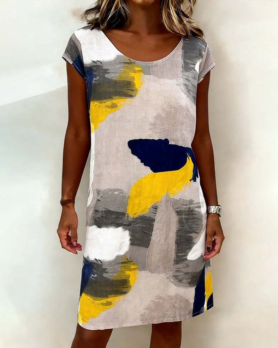 Addie - Abito con Scollo Rotondo e Stampa Tie-dye