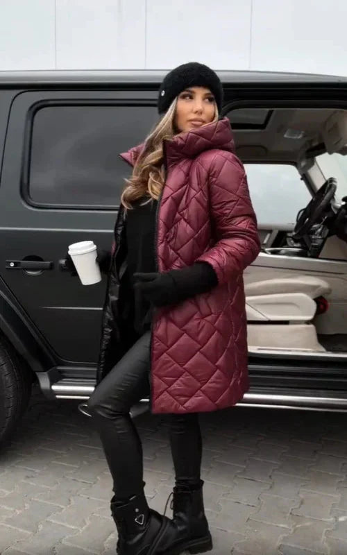 Yania - Cappotto Lungo Trapuntato Con Cappuccio E Cerniera