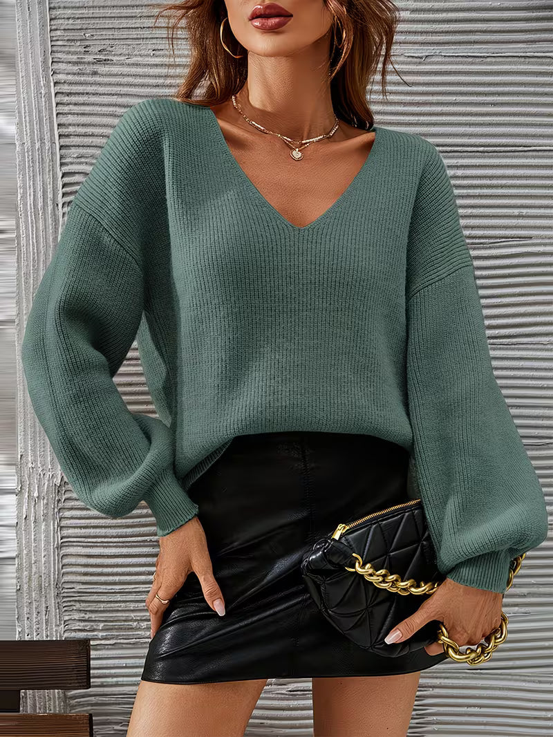 Irmelin - Maglione Con Scollo a V e Spalle Scese