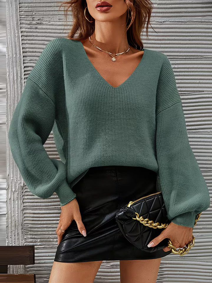 Irmelin - Maglione Con Scollo a V e Spalle Scese