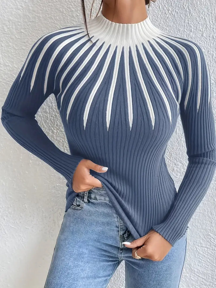 Maider - Elegante Maglione a Maniche Lunghe Con Collo Alto