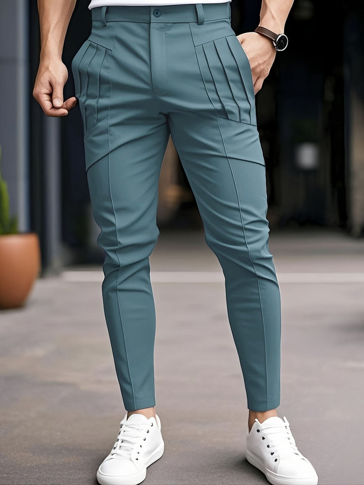 Alexey - Pantaloni Casual Vestibilità Aderente Con Pieghe E Tasche Oblique