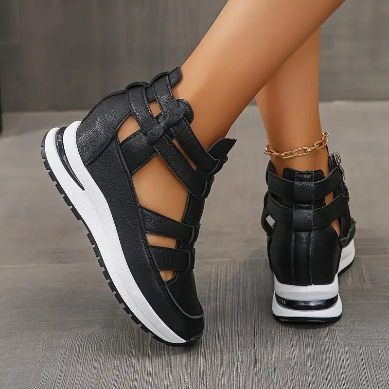 Souad - Elegante Leggero Wedge Sandalo Con Laterale Cerniera