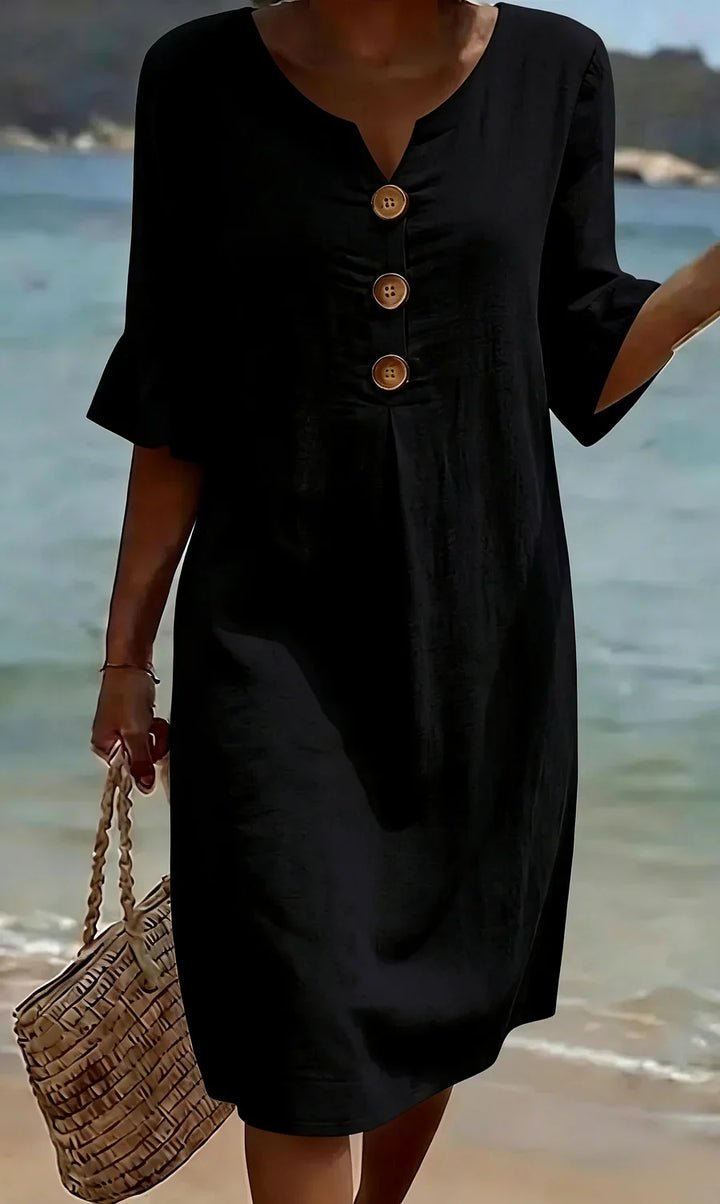 Mlaina - Elegante Abito Midi Con Bottoni