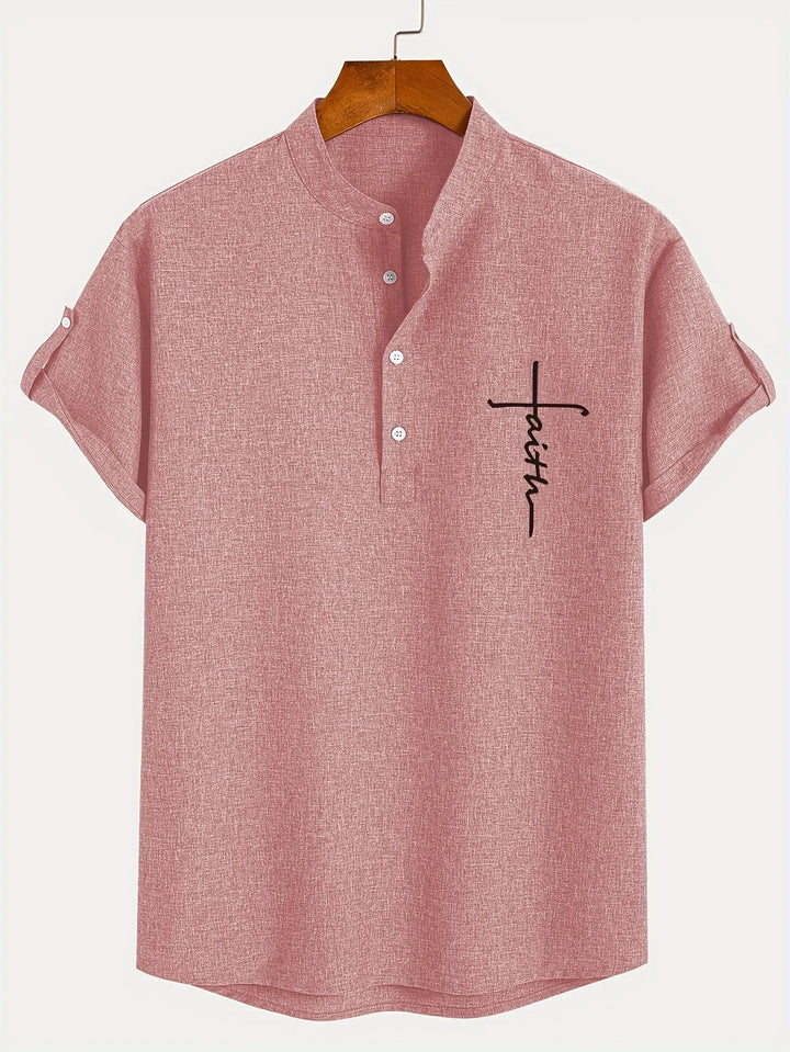 Elliott - Elegante Camicia a Maniche Corte Con Collo Alto